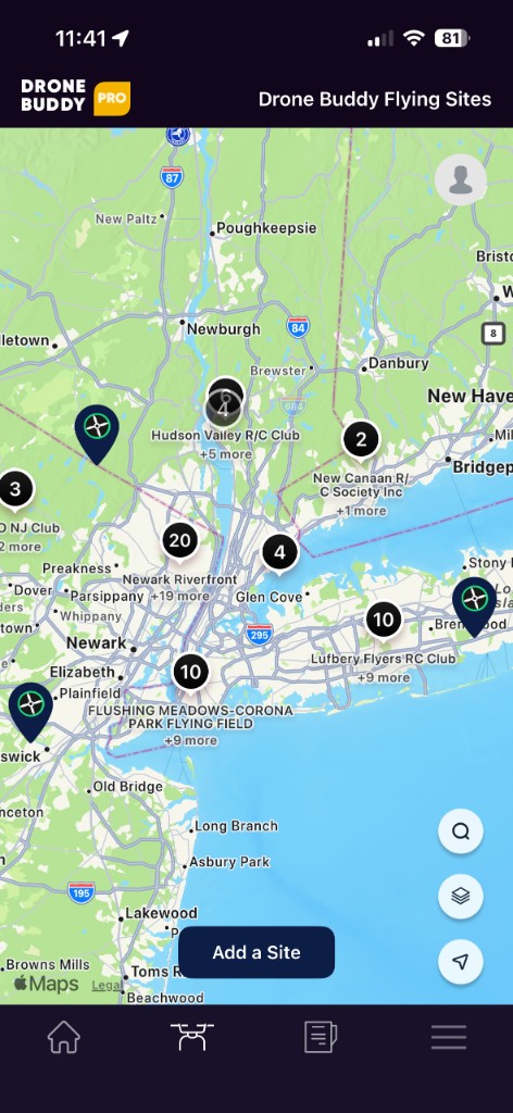 Crowdsourced flying sites map